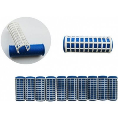 DUKO-EXIM DUKO Natáčky 2420 Varné natáčky na vlasy 22x65mm modrobílé 10ks - střední – Sleviste.cz