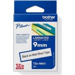 Brother TZE-M921, TZ-M921, 9mmx8m, černý tisk/matně stříbrný podklad, originální páska – Zboží Dáma