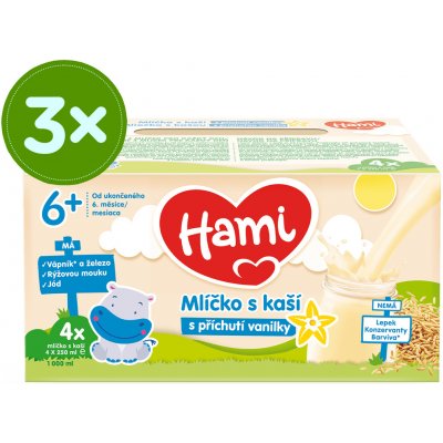 Hami Mlíčko s kaší s příchutí vanilky 4 x 250ml – Zboží Dáma