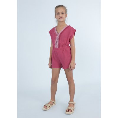 Mayoral Overal Kaftan s výšivkou tmavě růžový – Zboží Dáma