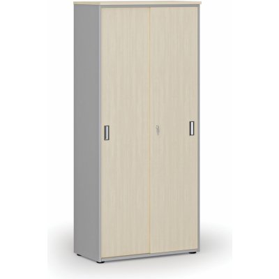 Primo Skříň se zasouvacími dveřmi GRAY, 1781 x 800 x 420 mm, šedá/bříza – Zbozi.Blesk.cz