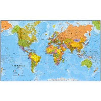 Maps International Svět - nástěnná politická mapa 195x120 cm (ANGL.) Varianta: bez rámu v tubusu, Provedení: laminovaná mapa s očky – Zbozi.Blesk.cz