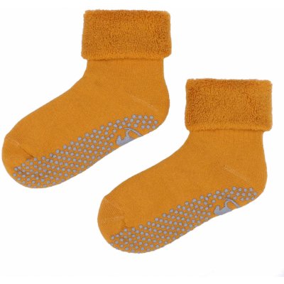 Emel Dětské bavlněné protiskluzové ponožky Horčicová
