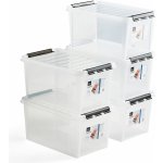AJ Produkty Plastový box s víkem, 47 litrů, 590x390x310 mm, průhledný, bal. 5 ks – Sleviste.cz