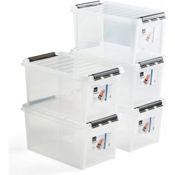 AJ Produkty Plastový box s víkem, 47 litrů, 590x390x310 mm, průhledný, bal. 5 ks