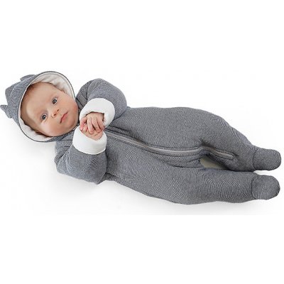 Teplý overal kombinéza s kapucí a nožičkami Marselis šedý – Zboží Dáma