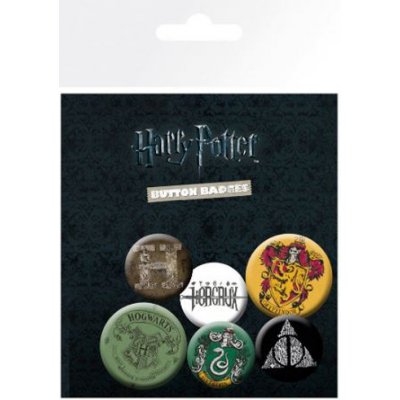 CurePink Placka Harry Potter Set 6 placek průměr 25 mm a 32 mm