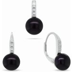 Brilio Silver Půvabný stříbrný set šperků s tmavými perlami SET291WBC (náušnice, přívěsek) – Zboží Dáma