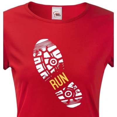 Dámské tričko Stopa běžkyně Červená – Zboží Mobilmania