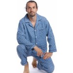 1PF0057 pánské pyžamo dlouhé propínací flanel modré – Hledejceny.cz