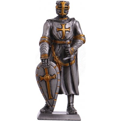 Mayer Chess Cínový vojáček středověký rytíř templář se štítem a mečem 105mm