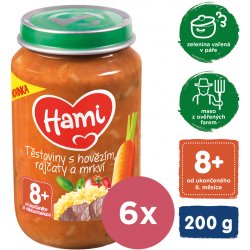 Hami Těstoviny s hovězím, rajčaty a mrkví 6 x 200 g