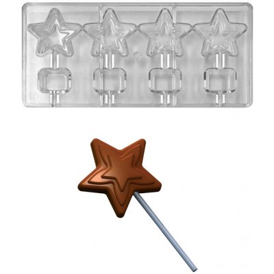 Forma na čokoládová lízátka (hvězda 21g) 4 tvary/forma