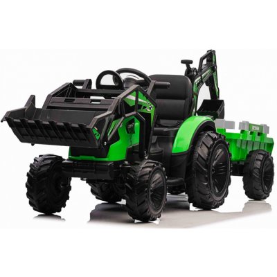 Mamido Dětský elektrický traktor bagr s přívěsem Strong RC EVA kola 12V10Ah zelený – Zboží Dáma