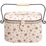 VTC Kazeta / košík na šití, čalouněný, L COUNTRY ROSE, růžičky na béžové, 30 x 20 x 19cm – Zboží Dáma