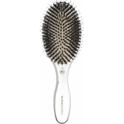 Olivia Garden Expert Care Oval oválný kartáč na vlasy s kančími a nylonovými štětinami stříbrný – Zboží Dáma