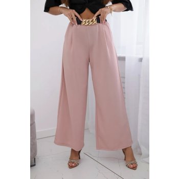 Fashionweek Kalhoty wide leg s ozdobným páskem K59100-28 růžová světle