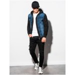 Ombre Clothing pánská džínová bunda C322 jeansová/černý – Zboží Mobilmania