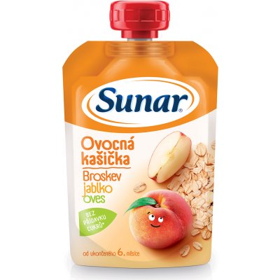 Sunar kapsička Ovocná kašička Broskev jablko oves 120 g – Zboží Dáma