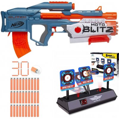 Nerf Elite 2.0 MotoBlitz F5872 + elektronický terč + 30 šípů waffle – Hledejceny.cz