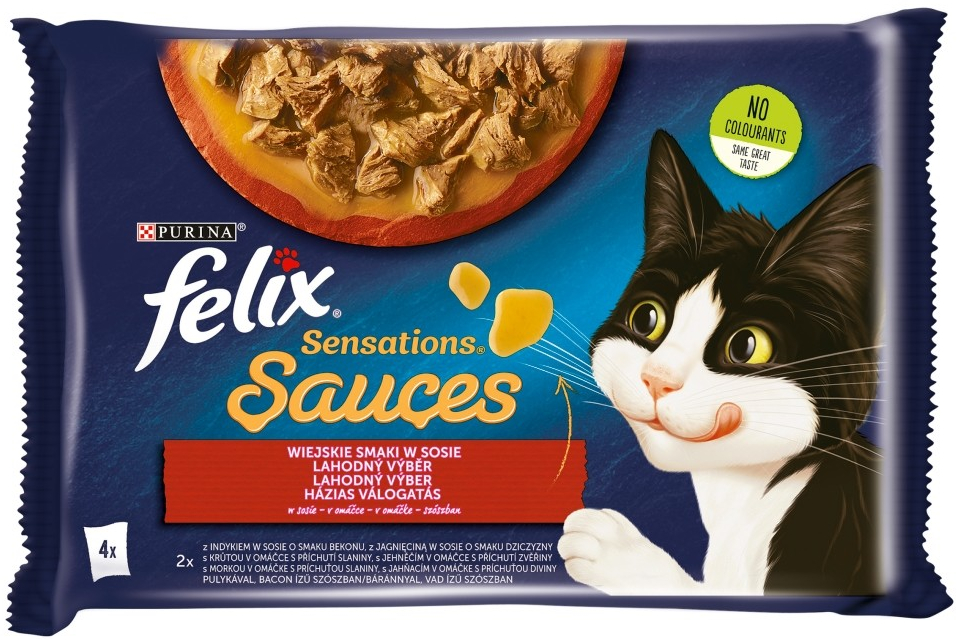 Felix Sensations Sauces výběr v omáčce s krůtou a jehněčím 12 x 4 x 85 g