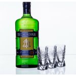 Becherovka 0,5 l (dárkové balení mašle + 3 sklenice) – Sleviste.cz