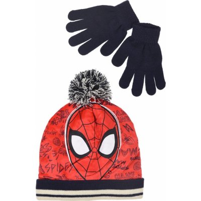 Marvel spidermanzimní set čepice a rukavic červeno-černý
