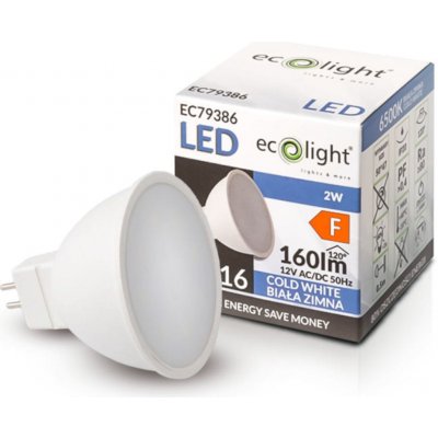 Ecolight LED žárovka MR16 12V 2W studená bílá EC79386