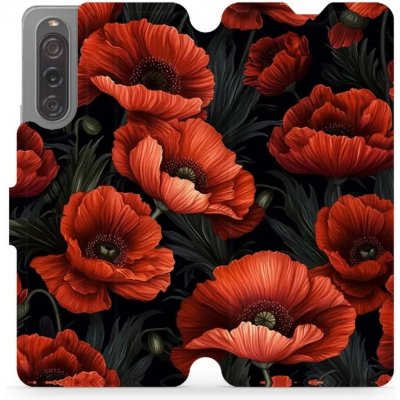 Mobiwear - Sony Xperia 10 V - VP45S Temné červené květy – Sleviste.cz