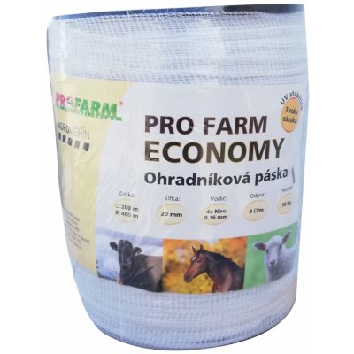 PROFARM Páska, 20mm, 400 m, PRO FARM ECONOMY, bílá, 4x0,16 Niro – Sleviste.cz