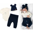 Baby Nellys Zavinovací body dl.rukáv tepláčky a čepička Little Bear granát