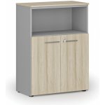 Primo Kombinovaná kancelářská skříň GRAY, 1087 x 800 x 420 mm, šedá/dub přírodní – Zboží Mobilmania
