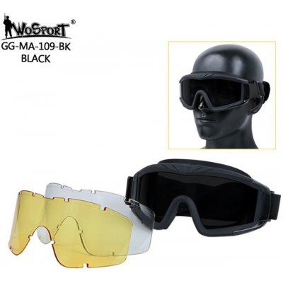 Brýle Wosport ochranné Desert Storm, 3 zorníky Černá – Sleviste.cz