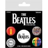 Odznáček CurePink Set 5 placek odznaků The Beatles Black průměr 2,5 cm 3,8 cm BP80475