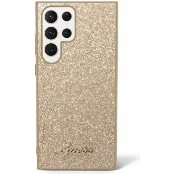 Guess PC/TPU Glitter Flakes Metal Logo Samsung Galaxy S24 Ultra Gold