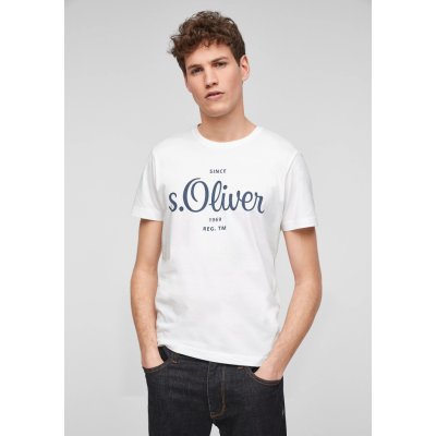 s.Oliver pánské basic triko s nápisem bílé