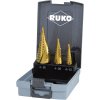 Vrták RUKO 101026TRO sada stupňovitého vrtáku 3dílná 4 - 12 mm, 4 - 20 mm, 4 - 30 mm HSS kuželový záhlubník 3 břitý 1 sada