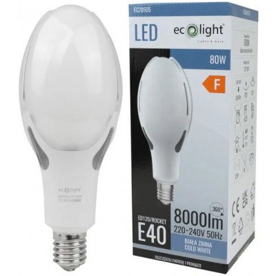 Ecolight LED žárovka Rocket E40 80W 6000K 8000lm – Zbozi.Blesk.cz