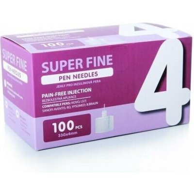 Super Fine jehly pro inzul.pera 4 mm 33G 100 ks – Sleviste.cz