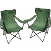 Zahradní židle a křeslo Divero 27858 Kempingová sada - 2x skládací židle s držákem - zelená