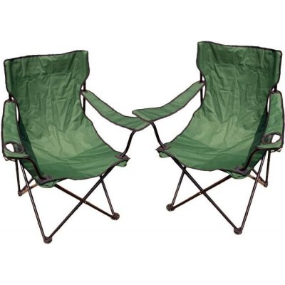 Divero 27858 Kempingová sada - 2x skládací židle s držákem - zelená – Zboží Mobilmania