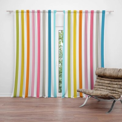 Závěsy Barevné proužky: 2 ks - 140x250 cm - Sablio – Hledejceny.cz