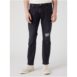 Wrangler černé pánské straight fit džíny s potrhaným efektem