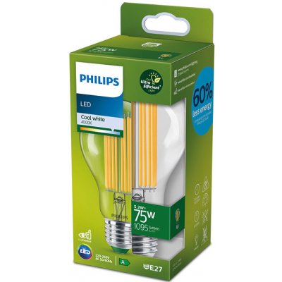 Philips 8719514435698 LED žárovka E27 5,2W/75W 1095lm 4000K A70 filament A-class
