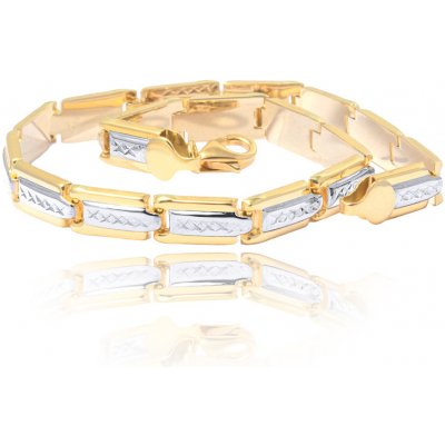 Gemmax Jewelry luxusní článkový s gravírováním ze žluto-bílého zlata GLBCN191619 – Zboží Mobilmania