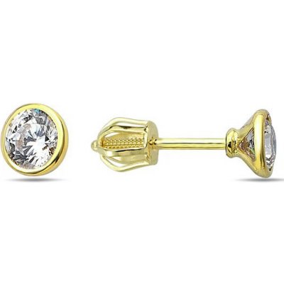 Lillian Vassago Zlatá šroubková náušnice zdobená zirkonem 4 mm, jeden kus LLV98-GER158ŠS/01 žlutá – Zbozi.Blesk.cz