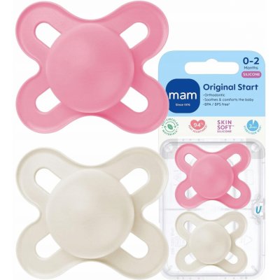 Mam silikon dudlík Start s krabičkou Girl pudrová/šedá 2 ks – Zboží Dáma