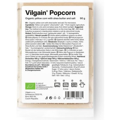 Vilgain Popcorn do mikrovlnky BIO solený ze žluté kukuřice 90 g – Hledejceny.cz
