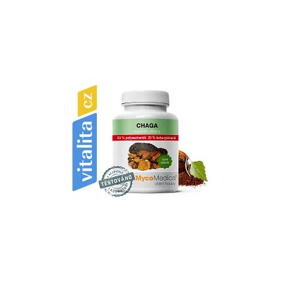 MycoMedica Chaga 50 % s garantovaným minimálním obsahem 20 % beta-1,3/1,6 D-glukanů 2× 90 kapslí – Hledejceny.cz