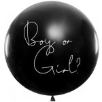 PartyDeco Jumbo balon odhalení Boy or Girl? s modrými konfetami 1 m – Zbozi.Blesk.cz